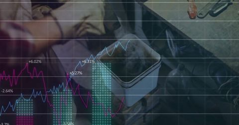 Technician with Graph Overlay: Mechanical and Analytical Precision