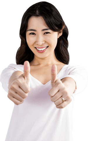 Transparent Happy Woman Giving Thumbs Up Gesture