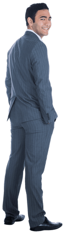 Transparent Businessman Smiling Confidently on White Background