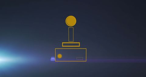 Stylized gamepad icon with vibrant light trails background