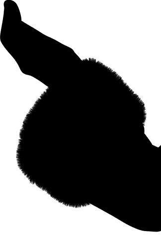 Illustration of hand with fur sleeve transparent background