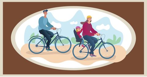 Happy Family Cycling Together Outdoors in Nature - Download Free Stock Images Pikwizard.com