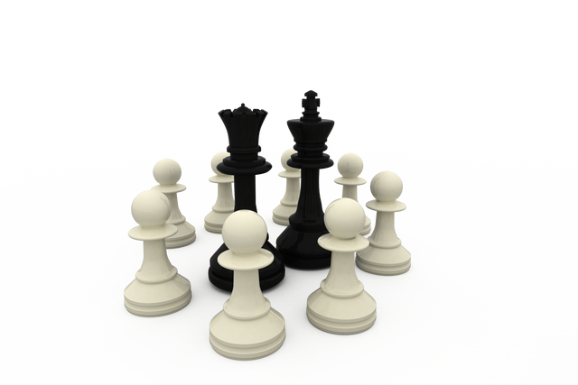 Transparent Chess King and Queen Surrounded by White Pawns - Download Free Stock Videos Pikwizard.com