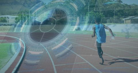 Athlete with Prosthetic Running Blade Training with Digital Interface
