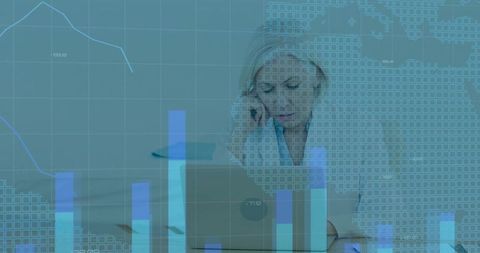 Professional Businesswoman Engaged in Data Analytics and Communication