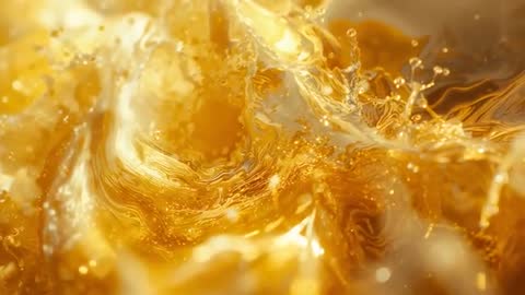 Mesmerizing golden liquid swirls with ethereal splashes