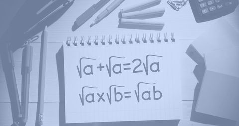 Notebook with Math Equations Surrounded by School Supplies - Download Free Stock Images Pikwizard.com
