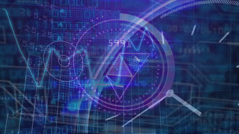 Digital Clock Interface with Futuristic Data Visualization