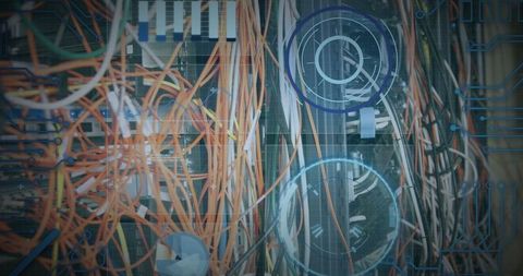 Intricate Network Cables Surrounded by Digital Interface - Download Free Stock Images Pikwizard.com