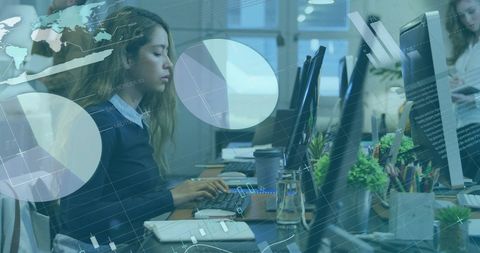 Woman Analyzing Financial Data in Modern Office Setting - Download Free Stock Images Pikwizard.com