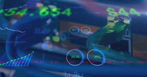 Digital Interface Merging Financial Data with Server Equipment - Download Free Stock Images Pikwizard.com