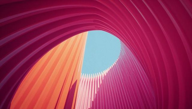Abstract Modern Sculpture with Curved Dynamic Design and Sky Aperture