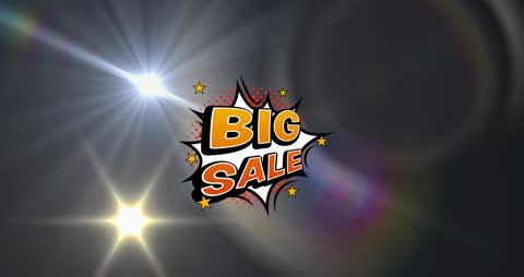 Bursting Big Sale Text on Dark Background with Flare