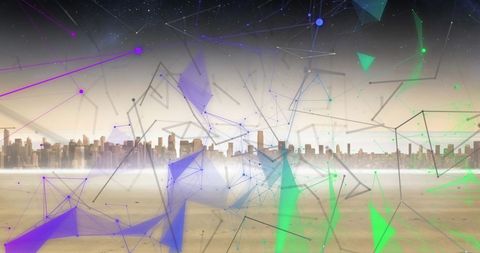 Digital Data Processing Over Futuristic Cityscape at Dawn - Download Free Stock Images Pikwizard.com