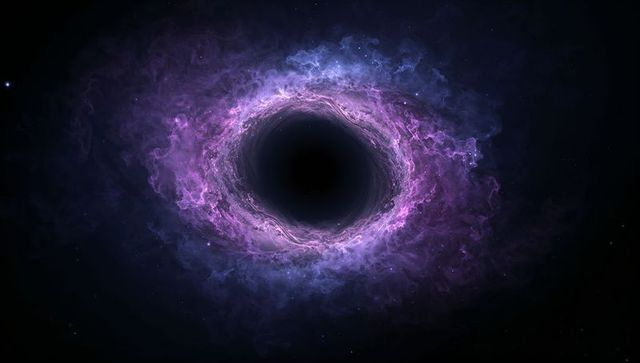 Mystical nebula with purple and blue swirling gas