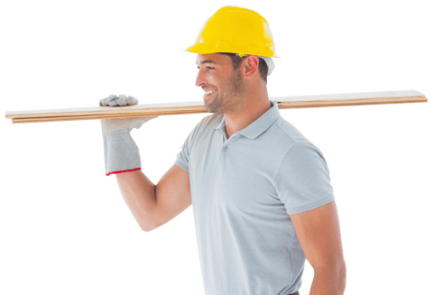 happy construction worker carrying wooden planks transparent background - Download Free Stock Videos Pikwizard.com