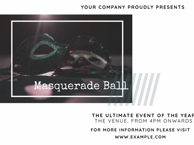 Elegant Masquerade Ball Invitation with Stylish Masks and Modern Design - Download Free Stock Templates Pikwizard.com