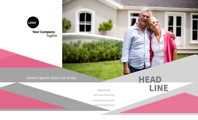 Happy Senior Couple Posing Outside Home, Real Estate Success, Retirement Planning - Download Free Stock Templates Pikwizard.com