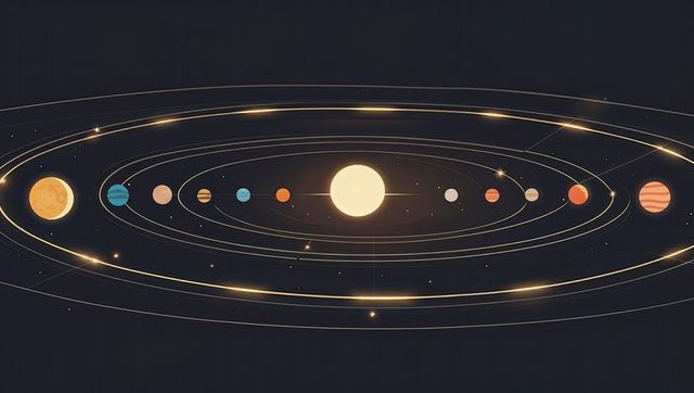 Solar System Illustration with Glowing Planets in Space Art