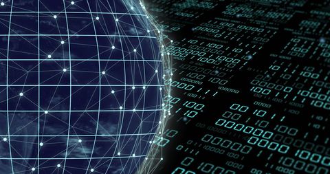 Digital World with Global Network and Binary Code - Download Free Stock Images Pikwizard.com