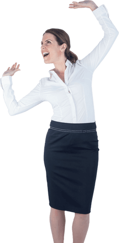 excited businesswoman with arms raised on transparent background - Download Free Stock Videos Pikwizard.com