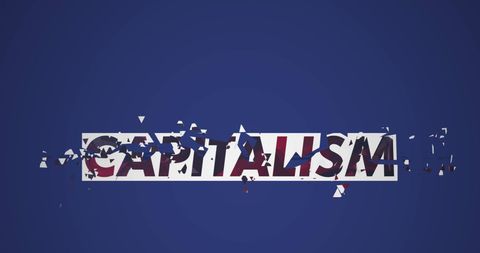 Fractured Capitalism Text on Purple Background