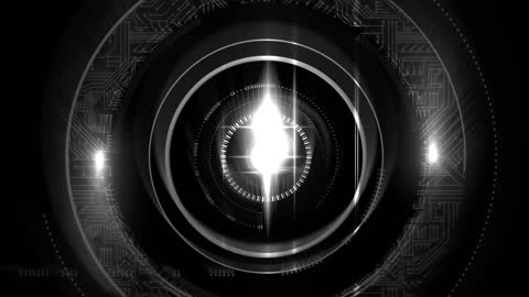 Futuristic Digital Scope with Rotating Circles in Motion