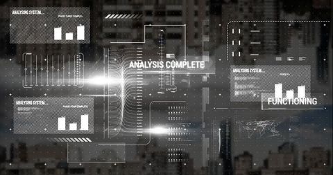 Futuristic Digital Dashboard Display Over Urban Skyline - Download Free Stock Images Pikwizard.com