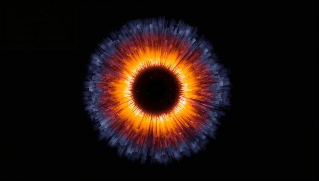 Glowing radial bar circle with vibrant gradient visual effects