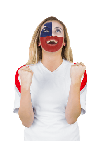 excited woman with chile face paint celebrates victory on isolated background - Download Free Stock Videos Pikwizard.com