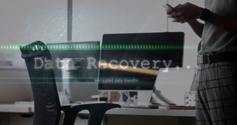 Recovering encrypted data from workstation using smartphone and desktop monitors