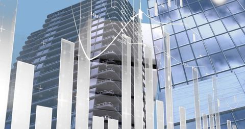 Global business analytics with modern high-rise buildings