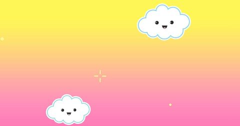 Cheerful Cartoon Clouds and Stars on Gradient Background - Download Free Stock Images Pikwizard.com