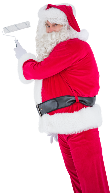 Transparent background Santa Claus painting with roller brush - Download Free Stock Videos Pikwizard.com