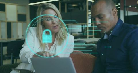 Business Professionals Exploring Cybersecurity Solutions Together