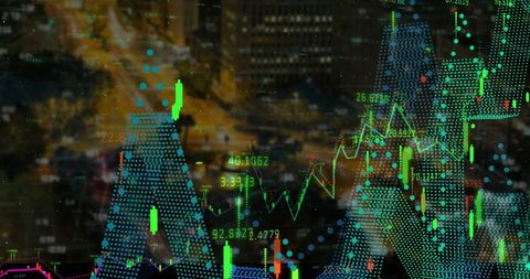 Digital Financial Data Visualization Over Dusk Cityscape - Download Free Stock Images Pikwizard.com