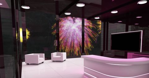 Luxury Lounge with Christmas and New Year Fireworks