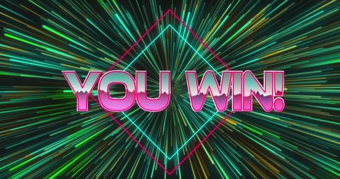 You Win Text Banner with Radiant Green Light Trails - Download Free Stock Images Pikwizard.com