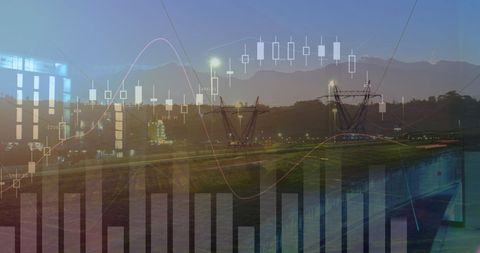 stocks exposed over bustling highway and energy structures - Download Free Stock Images Pikwizard.com