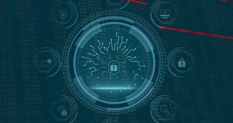 Digital Data Protection with Cybersecurity Symbols - Download Free Stock Images Pikwizard.com