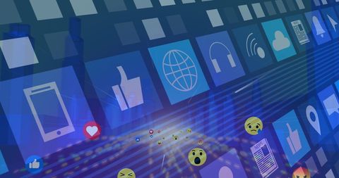 Digital Communication Interface Over Cityscape - Download Free Stock Images Pikwizard.com