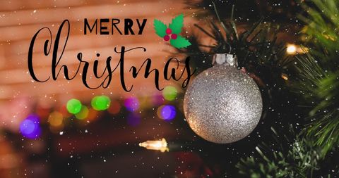 Christmas Greeting Card with Snow and Ornaments - Download Free Stock Images Pikwizard.com