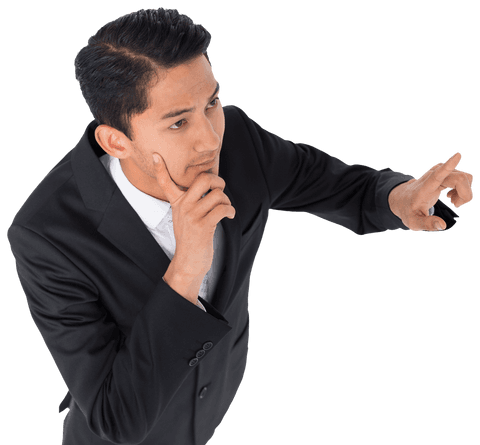 transparent businessman pointing in virtual interface - Download Free Stock Videos Pikwizard.com