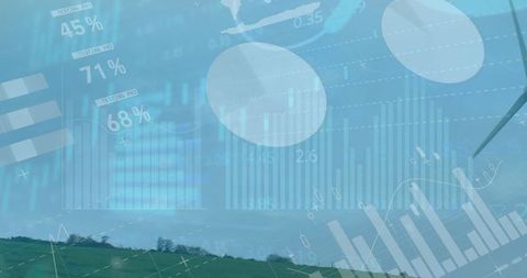 Overlaying Data Visuals on Scenic Rural Landscape with Wind Turbine