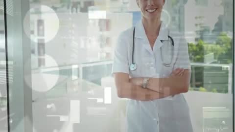 Female Healthcare Professional with Futuristic Digital Interface