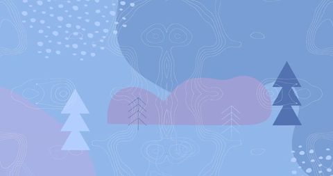 Minimalist Abstract Landscape with Pine Trees and Contours - Download Free Stock Images Pikwizard.com