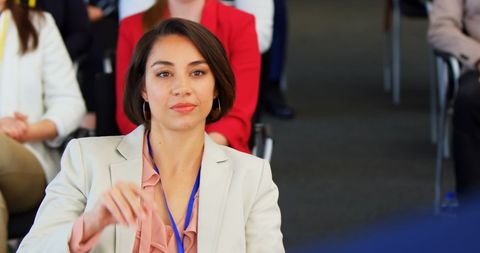 Asian Businesswoman Engaged in Seminar Discussion - Download Free Stock Images Pikwizard.com