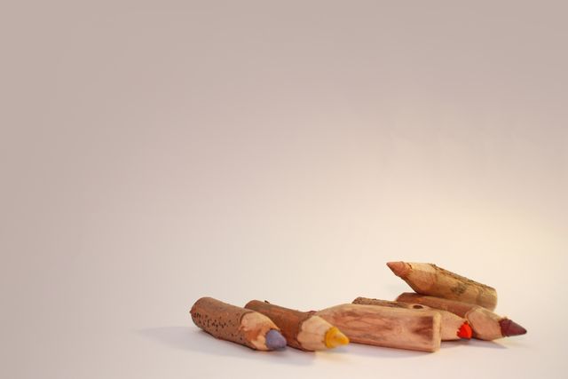 Handmade Wooden Crayons on White Background - Download Free Stock Images Pikwizard.com
