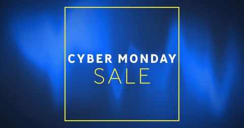 Cyber Monday Sale Announcement with Dynamic Blue Background