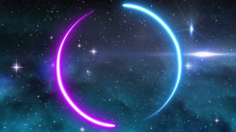Glowing Neon Circles in Starry Space